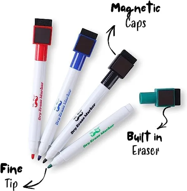 Multicollor_12"_X_8"_Magnetic_Dry_Erase_Whiteboard_|_Magnetic_Dry_Erase_Board_Sheet_With_4_Dry_Erase_Markers_|_Magnetic_Whiteboard_For_Fridge_|_Message_Board_For_Kitchen