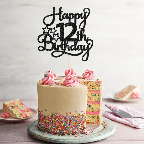 Black_1_Pack_Happy_12Th_Birthday_Cake_Topper_Glitter_Heart_Star_12_Fabulous_Cake_Pick_Birthday_Sign_Cake_Decorations_For_Children_12Th_Birthday_Theme_Party_Supplies_Black