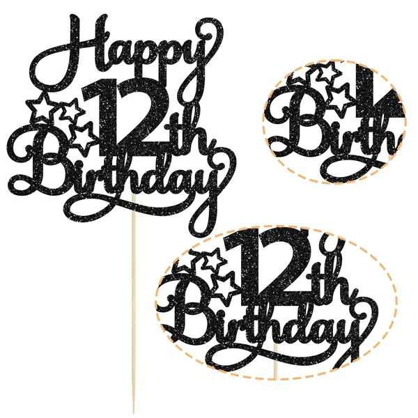 Black_1_Pack_Happy_12Th_Birthday_Cake_Topper_Glitter_Heart_Star_12_Fabulous_Cake_Pick_Birthday_Sign_Cake_Decorations_For_Children_12Th_Birthday_Theme_Party_Supplies_Black