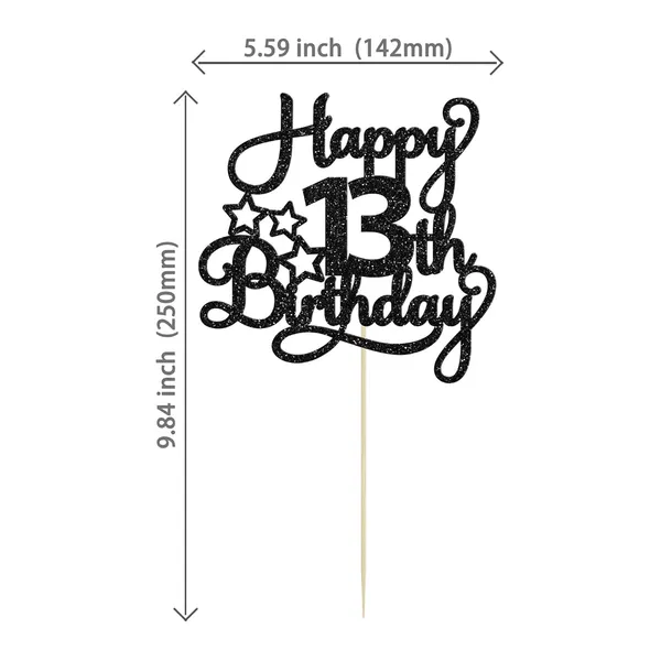 Black_1_Pack_Happy_13Th_Birthday_Cake_Topper_Black_Glitter_13_Official_Teenager_Cheers_To_13_Years_Old_Birthday_Cake_Pick_For_Celebrating_13Th_Birthday_Anniversary_Party_Cake_Decorations_Supplies