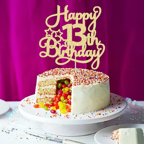 Gold_1_Pack_Happy_13Th_Birthday_Cake_Topper_Gold_Glitter_13_Official_Teenager_Cheers_To_13_Years_Old_Birthday_Cake_Pick_For_Celebrating_13Th_Birthday_Anniversary_Party_Cake_Decorations_Supplies