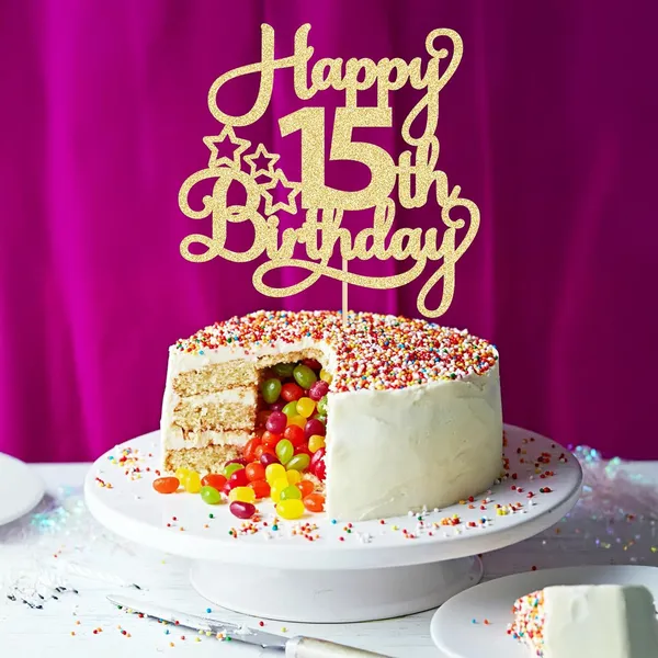 Gold_1_Pack_Happy_15Th_Birthday_Cake_Topper_Gold_Glitter_Mis_Quince_15_Cheers_To_15_Years_Old_Cake_Pick_For_Celebrating_15Th_Birthday_Anniversary_Party_Cake_Decorations_Supplies