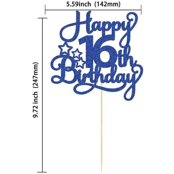 Blue_1_Pack_Happy_16Th_Birthday_Cake_Topper_Glitter_Sweet_16_Cake_Pick_Birthday_16Th_Birthday_Cake_Decorations_For_Children_16Th_Theme_Party_Supplies_Blue