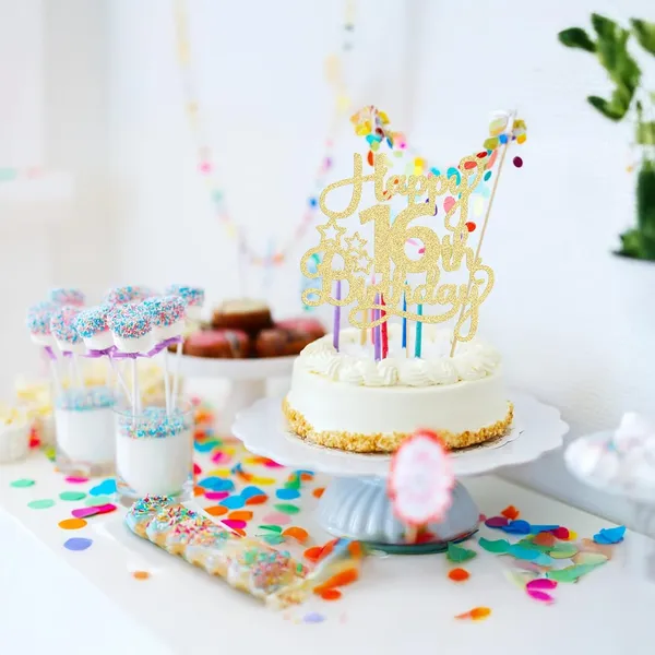 Gold_1_Pack_Happy_16Th_Birthday_Cake_Topper_Glitter_Sweet_16_Cake_Pick_-_Gold