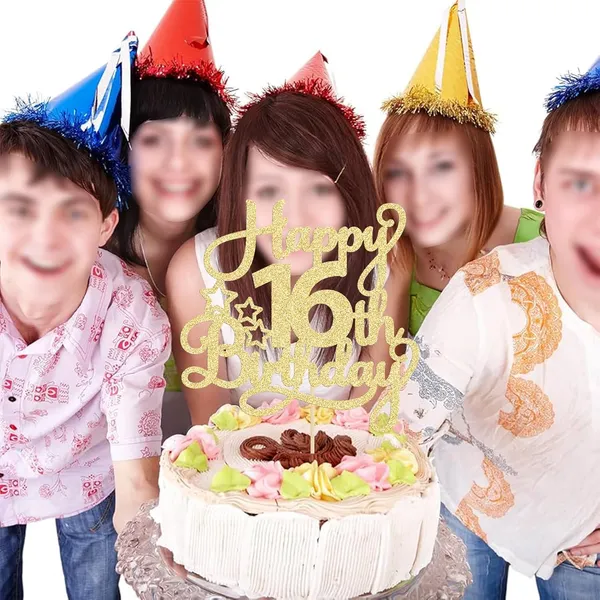 Gold_1_Pack_Happy_16Th_Birthday_Cake_Topper_Glitter_Sweet_16_Cake_Pick_-_Gold