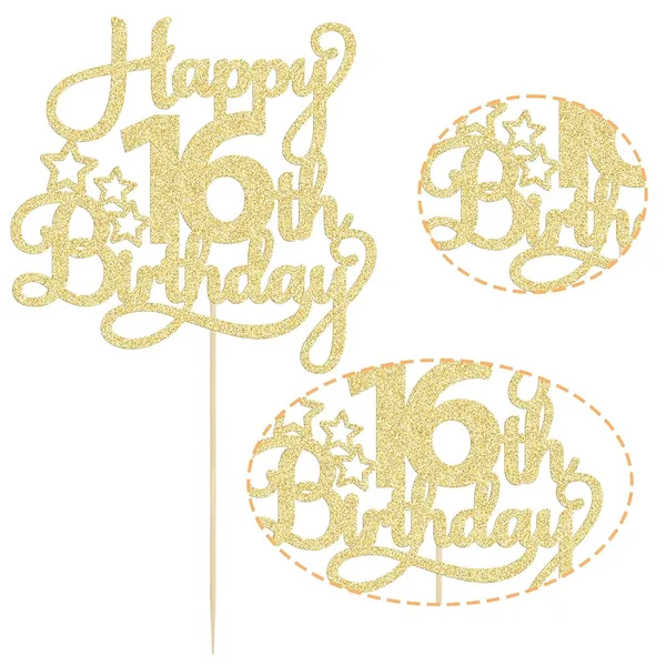 Gold_1_Pack_Happy_16Th_Birthday_Cake_Topper_Glitter_Sweet_16_Cake_Pick_-_Gold