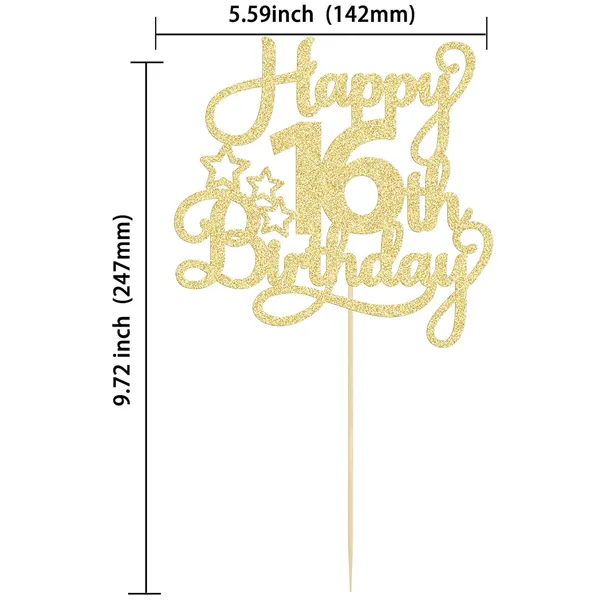 Gold_1_Pack_Happy_16Th_Birthday_Cake_Topper_Glitter_Sweet_16_Cake_Pick_-_Gold