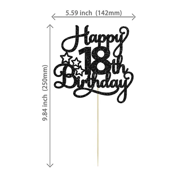 Black_1_Pack_Happy_18Th_Birthday_Cake_Topper_Black_Glitter_18_&_Fabulous_Cheers_To_18_Years_Old_Birthday_Cake_Pick_For_Celebrating_18Th_Birthday_Anniversary_Party_Cake_Decorations_Supplies