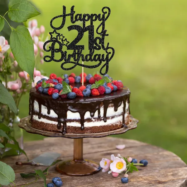 Black_1_Pack_Happy_21St_Birthday_Cake_Topper_Black_Glitter_21_&_Fabulous_Cheers_To_21_Years_Old_Birthday_Cake_Pick_For_Celebrating_21St_Birthday_Anniversary_Party_Cake_Decorations_Supplies