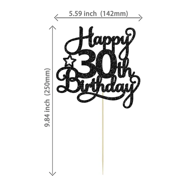Black_1_Pack_Happy_30Th_Birthday_Cake_Topper_Black_Glitter_30_&_Fabulous_Cheers_To_30_Years_Old_30Th_Birthday_Cake_Pick_For_Celebrating_30Th_Birthday_Anniversary_Party_Cake_Decorations_Supplies
