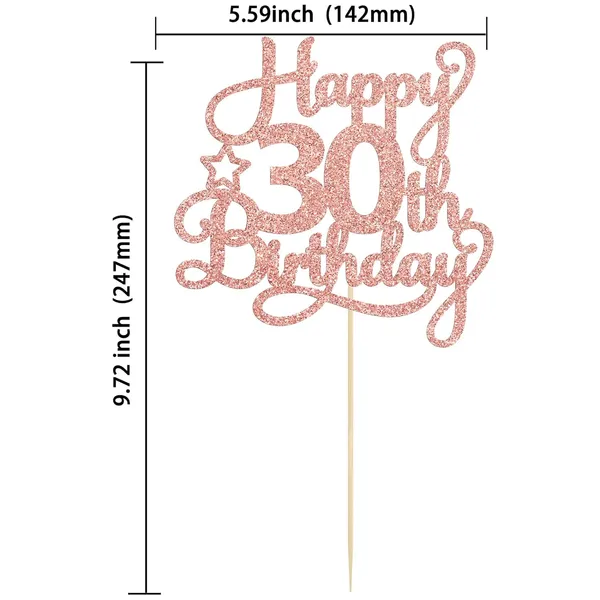 Gold_Ephlyn_1_Pack_Rose_Gold_Glitter_30Th_Birthday_Cake_Topper_-_'30_&_Fabulous',_Cheers_To_30_Years_Old_-_Perfect_For_30Th_Birthday_Party_&_Anniversary_Cake_Decorations