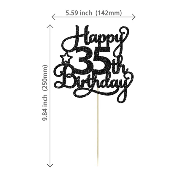 Black_1_Pack_Happy_35Th_Birthday_Cake_Topper_Black_Glitter_35_&_Fabulous_Cheers_To_35_Years_Old_Birthday_Cake_Pick_For_Celebrating_35Th_Birthday_Anniversary_Party_Cake_Decorations_Supplies