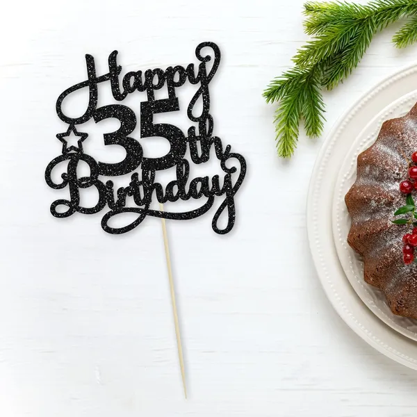 Black_1_Pack_Happy_35Th_Birthday_Cake_Topper_Black_Glitter_35_&_Fabulous_Cheers_To_35_Years_Old_Birthday_Cake_Pick_For_Celebrating_35Th_Birthday_Anniversary_Party_Cake_Decorations_Supplies