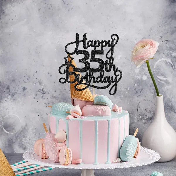 Black_1_Pack_Happy_35Th_Birthday_Cake_Topper_Black_Glitter_35_&_Fabulous_Cheers_To_35_Years_Old_Birthday_Cake_Pick_For_Celebrating_35Th_Birthday_Anniversary_Party_Cake_Decorations_Supplies