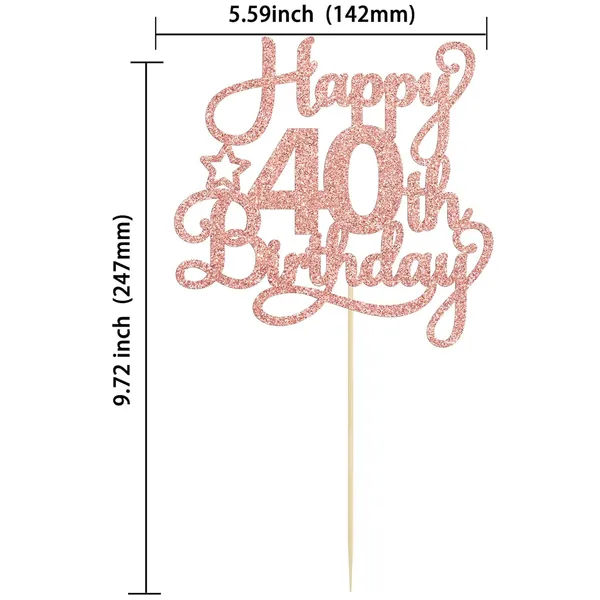 Gold_1_Pack_Happy_40Th_Birthday_Cake_Topper_Rose_Gold_Glitter_40_&_Fabulous_Cheers_To_40_Years_Old_40Th_Birthday_Cake_Pick_For_Celebrating_40Th_Birthday_Anniversary_Party_Cake_Decorations_Supplies