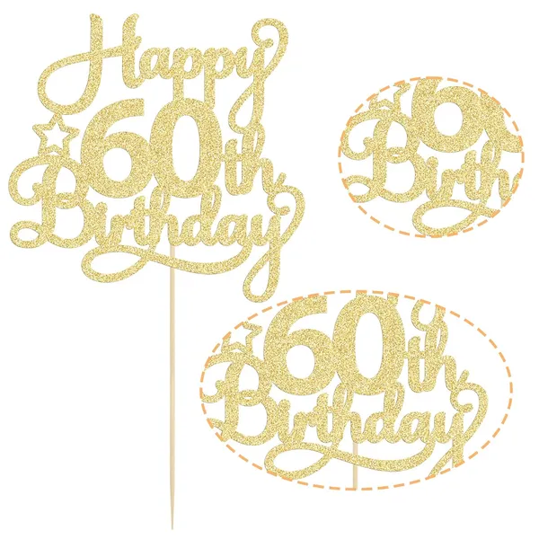 Gold_1_Pack_Happy_60Th_Birthday_Cake_Topper_Gold_Glitter_60_&_Fabulous_Cheers_To_60_Years_Old_60Th_Birthday_Cake_Pick_For_Celebrating_60Th_Birthday_Anniversary_Party_Cake_Decorations_Supplies