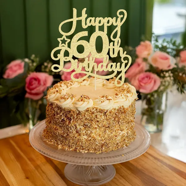 Gold_1_Pack_Happy_60Th_Birthday_Cake_Topper_Gold_Glitter_60_&_Fabulous_Cheers_To_60_Years_Old_60Th_Birthday_Cake_Pick_For_Celebrating_60Th_Birthday_Anniversary_Party_Cake_Decorations_Supplies