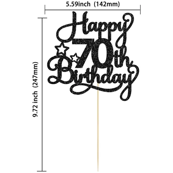 Black_1_Pack_Happy_70Th_Birthday_Cake_Topper_Black_Glitter_70_&_Fabulous_Cheers_To_70_Years_Old_70Th_Birthday_Cake_Pick_For_Celebrating_70Th_Birthday_Anniversary_Party_Cake_Decorations_Supplies