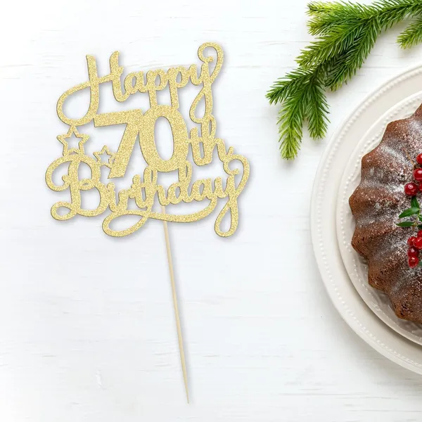 Gold_1_Pack_Happy_70Th_Birthday_Cake_Topper_Gold_Glitter_70_&_Fabulous_Cheers_To_70_Years_Old_70Th_Birthday_Cake_Pick_For_Celebrating_70Th_Birthday_Anniversary_Party_Cake_Decorations_Supplies