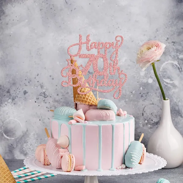 Gold_1_Pack_Happy_70Th_Birthday_Cake_Topper_Rose_Gold_Glitter_70_&_Fabulous_Cheers_To_70_Years_Old_70Th_Birthday_Cake_Pick_For_Celebrating_70Th_Birthday_Anniversary_Party_Cake_Decorations_Supplies