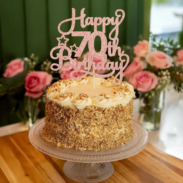 Gold_1_Pack_Happy_70Th_Birthday_Cake_Topper_Rose_Gold_Glitter_70_&_Fabulous_Cheers_To_70_Years_Old_70Th_Birthday_Cake_Pick_For_Celebrating_70Th_Birthday_Anniversary_Party_Cake_Decorations_Supplies