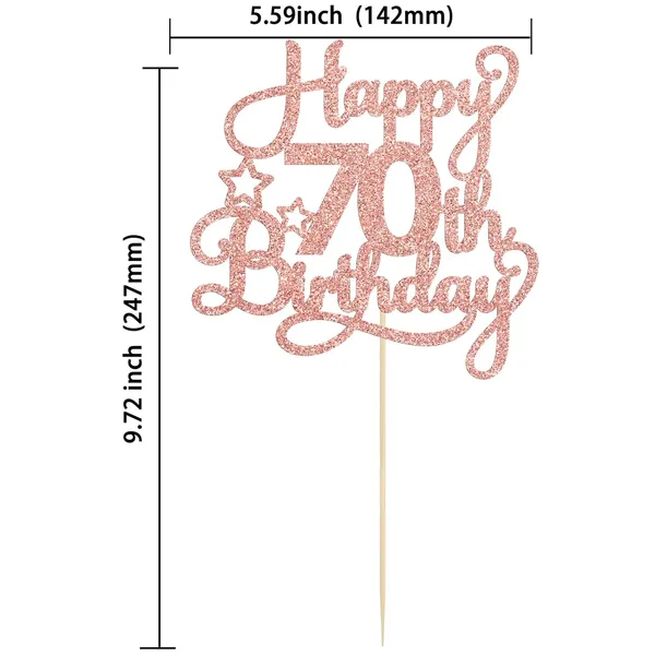 Gold_1_Pack_Happy_70Th_Birthday_Cake_Topper_Rose_Gold_Glitter_70_&_Fabulous_Cheers_To_70_Years_Old_70Th_Birthday_Cake_Pick_For_Celebrating_70Th_Birthday_Anniversary_Party_Cake_Decorations_Supplies