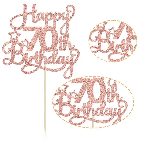 Gold_1_Pack_Happy_70Th_Birthday_Cake_Topper_Rose_Gold_Glitter_70_&_Fabulous_Cheers_To_70_Years_Old_70Th_Birthday_Cake_Pick_For_Celebrating_70Th_Birthday_Anniversary_Party_Cake_Decorations_Supplies