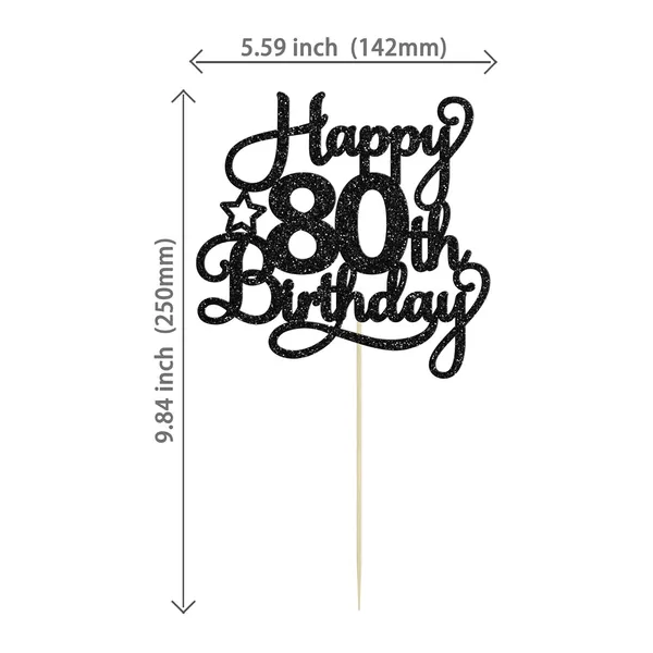 Black_1_Pack_Happy_80Th_Birthday_Cake_Topper_Black_Glitter_80_&_Fabulous_Cheers_To_80_Years_Old_Birthday_Cake_Pick_For_Celebrating_80Th_Birthday_Anniversary_Party_Cake_Decorations_Supplies