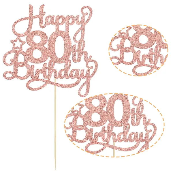 Gold_1_Pack_Happy_80Th_Birthday_Cake_Topper_Rose_Gold_Glitter_80_&_Fabulous_Cheers_To_80_Years_Old_Birthday_Cake_Pick_For_Celebrating_80Th_Birthday_Anniversary_Party_Cake_Decorations_Supplies