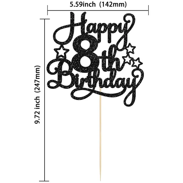 Black_1_Pack_Happy_8Th_Birthday_Cake_Topper_Black_Glitter_8Th_Birthday_Cheers_To_8_Years_Old_Birthday_Cake_Pick_For_Celebrating_8Th_Birthday_Anniversary_Party_Cake_Decorations_Supplies