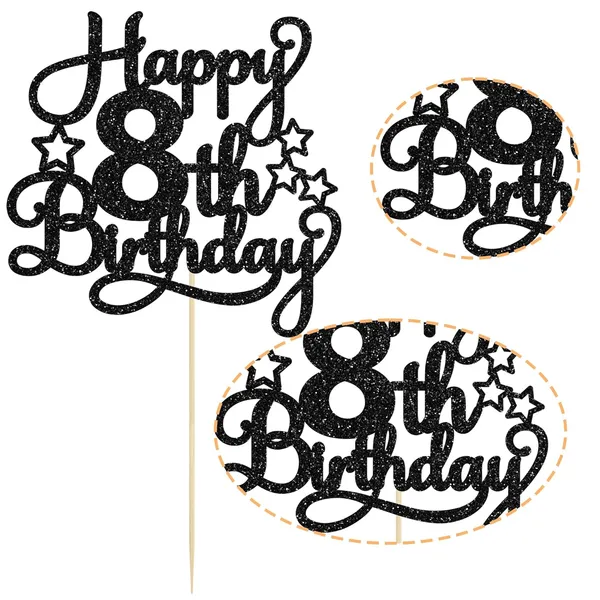 Black_1_Pack_Happy_8Th_Birthday_Cake_Topper_Black_Glitter_8Th_Birthday_Cheers_To_8_Years_Old_Birthday_Cake_Pick_For_Celebrating_8Th_Birthday_Anniversary_Party_Cake_Decorations_Supplies