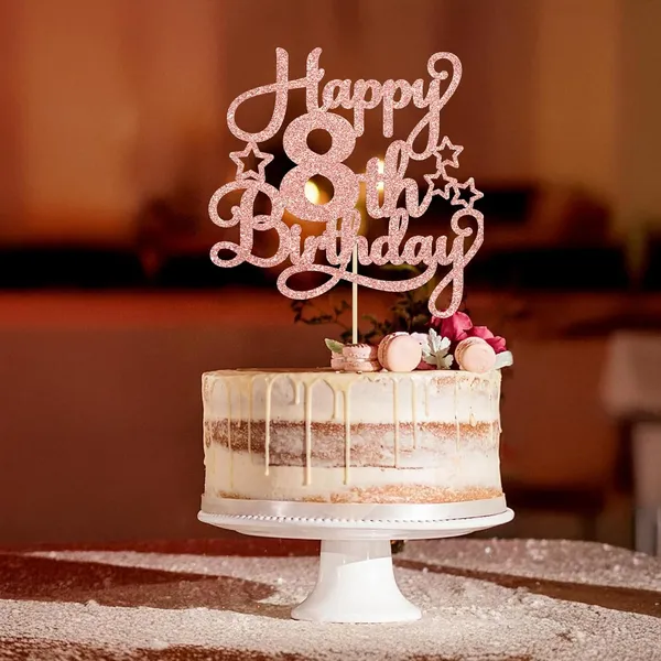 Gold_1_Pack_Happy_8Th_Birthday_Cake_Topper_Rose_Gold_Glitter_8Th_Birthday_Cheers_To_8_Years_Old_Birthday_Cake_Pick_For_Celebrating_8Th_Birthday_Anniversary_Party_Cake_Decorations_Supplies