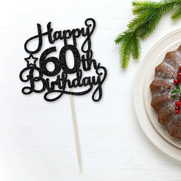 Black_1_Pack_Happy_60Th_Birthday_Cake_Topper_Black_Glitter_60_&_Fabulous_Cheers_To_60_Years_Old_60Th_Birthday_Cake_Pick_For_Celebrating_60Th_Birthday_Anniversary_Party_Cake_Decorations_Supplies