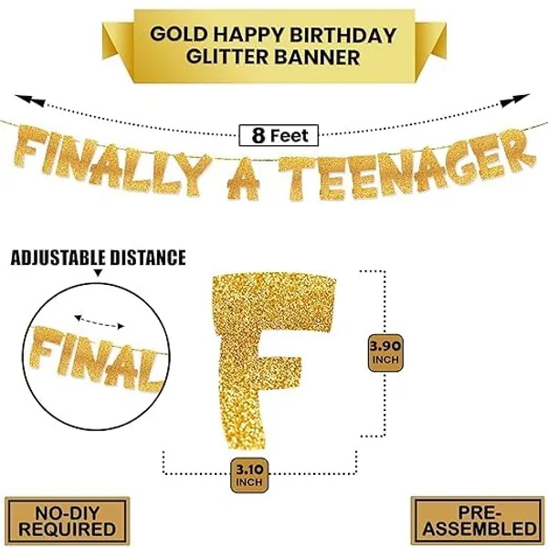 Gold_Finally_A_Teenager_Banner_|_13Th_Birthday_Party_Golden_Glitter_Banner_|_Pre-Assembled_Reusable_Birthday_Decoration_|_No_Diy_Required