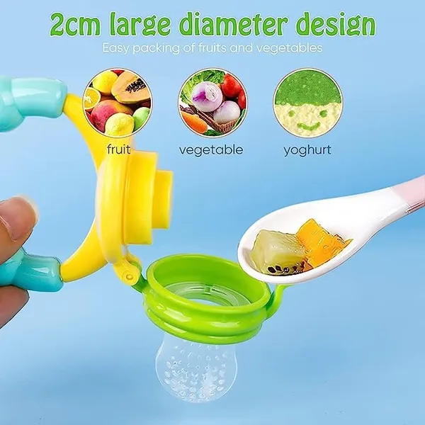 Multi_Baby_Food_Feeder_|_Fruit_Pacifier_|_Food_&_Fruit_Feeding_Teether_For_Toddler_|_Silicone_Teething_Toy_With_Pacifiers_|_Infant/Newborn_Nibbler_Cover_Set_|_Assorted