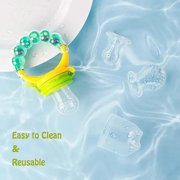 Multi_Baby_Food_Feeder_|_Fruit_Pacifier_|_Food_&_Fruit_Feeding_Teether_For_Toddler_|_Silicone_Teething_Toy_With_Pacifiers_|_Infant/Newborn_Nibbler_Cover_Set_|_Assorted
