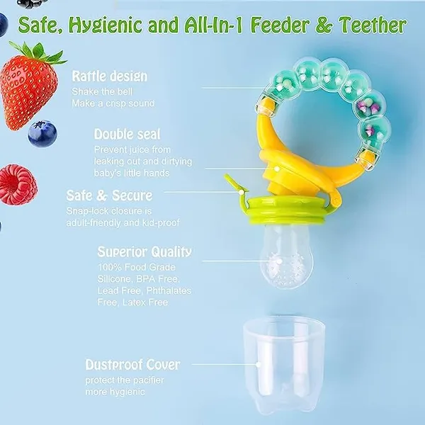 Multi_Baby_Food_Feeder_|_Fruit_Pacifier_|_Food_&_Fruit_Feeding_Teether_For_Toddler_|_Silicone_Teething_Toy_With_Pacifiers_|_Infant/Newborn_Nibbler_Cover_Set_|_Assorted