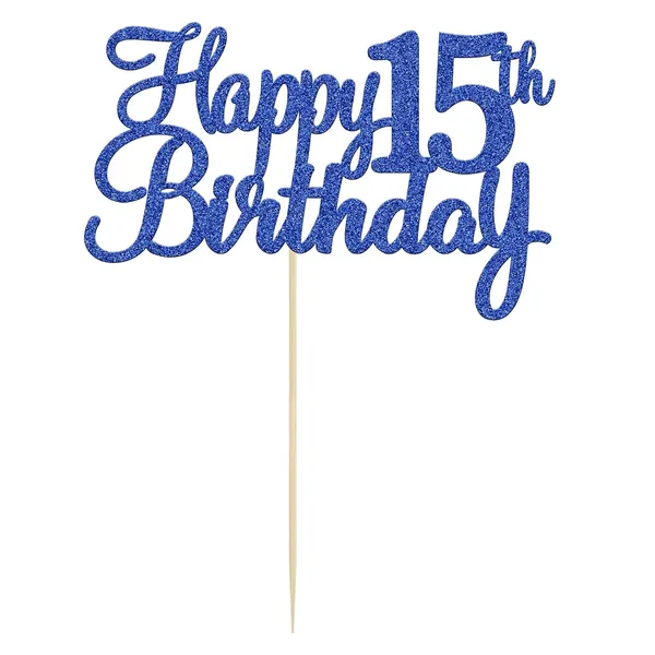 Blue_Gyufise_15Th_Birthday_Cake_Topper,_Blue_Glitter,_1_Pc,_15X19Cm/5.9X7.5Inch,_Cheers_To_15_Years_Old,_Fifteen_Fabulous