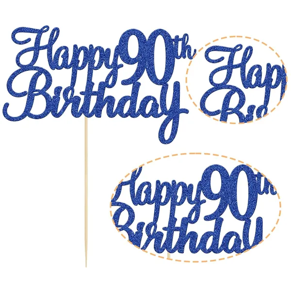 Multi_Gyufise_1Pc_Happy_90Th_Birthday_Cake_Topper_Glitter_90Th_Birthday_Cake_Pick_Cheers_To_90_Years_Old_Ninety_Fabulous_Cake_Decorations_For_90Th_Birthday_Theme_Party_Supplies