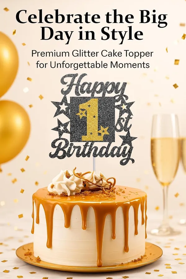 Black_Happy_1St_Birthday_Cake_Topper_|_Black_&_Gold_Glitter_Cake_Decoration_For_Boys,_Girls,_Men_&_Women_|_Reusable_Party_Supplies_For_All_Age_Birthday_Celebration