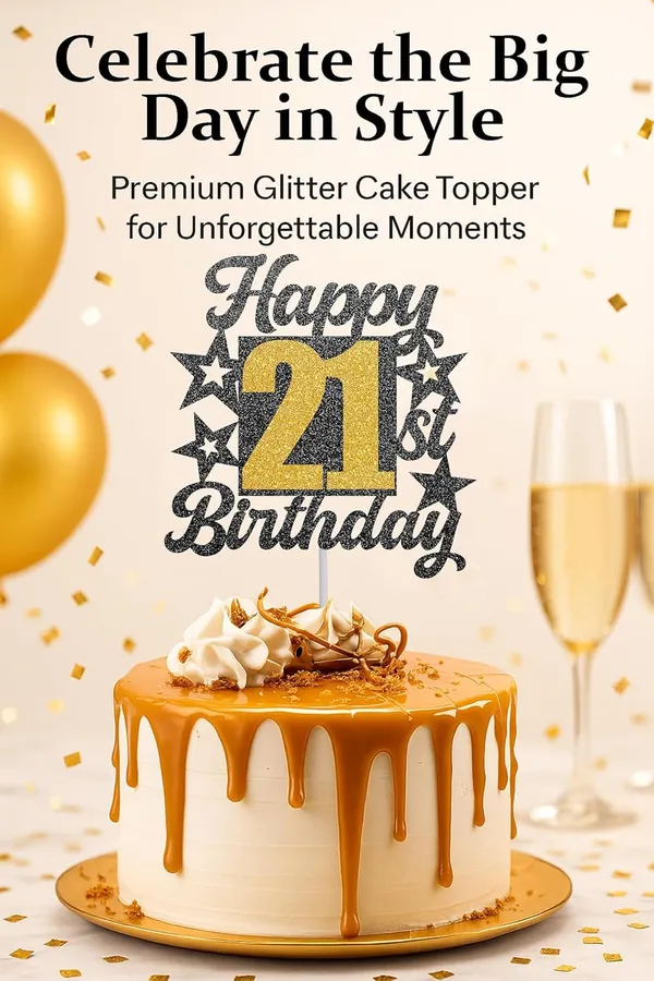 Black_Happy_21St_Birthday_Cake_Topper_|_Black_&_Gold_Glitter_Cake_Decoration_For_Boys,_Girls,_Men_&_Women_|_Reusable_Party_Supplies_For_All_Age_Birthday_Celebration