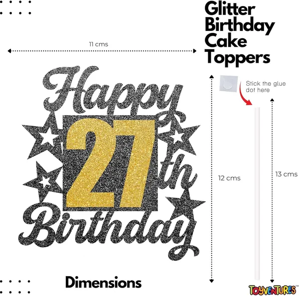 Black_Happy_27Th_Birthday_Cake_Topper_|_Black_&_Gold_Glitter_Cake_Decoration_For_Boys,_Girls,_Men_&_Women_|_Reusable_Party_Supplies_For_All_Age_Birthday_Celebration