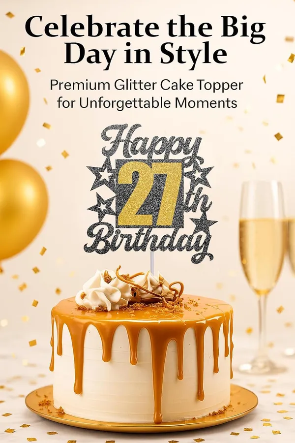 Black_Happy_27Th_Birthday_Cake_Topper_|_Black_&_Gold_Glitter_Cake_Decoration_For_Boys,_Girls,_Men_&_Women_|_Reusable_Party_Supplies_For_All_Age_Birthday_Celebration