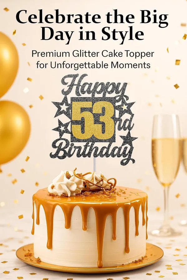 Black_Happy_53Rd_Birthday_Cake_Topper_|_Black_&_Gold_Glitter_Cake_Decoration_For_Boys,_Girls,_Men_&_Women_|_Reusable_Party_Supplies_For_All_Age_Birthday_Celebration