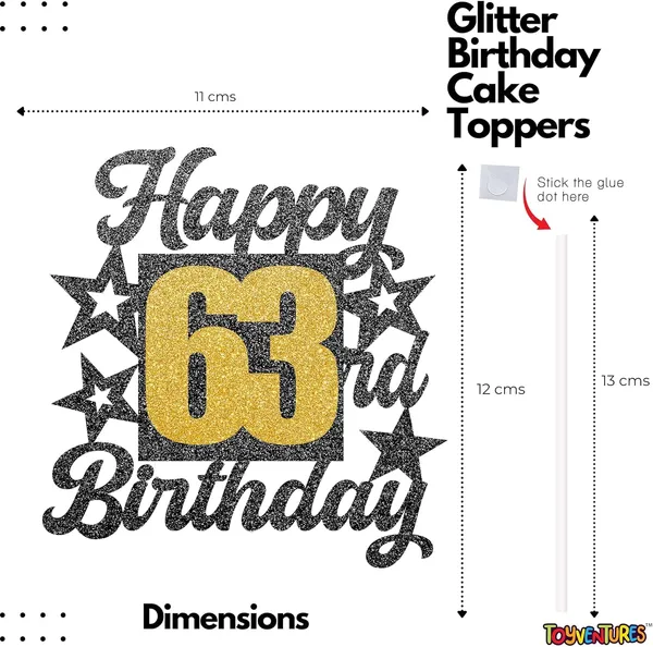 Black_Happy_63Rd_Birthday_Cake_Topper_|_Black_&_Gold_Glitter_Cake_Decoration_For_Boys,_Girls,_Men_&_Women_|_Reusable_Party_Supplies_For_All_Age_Birthday_Celebration