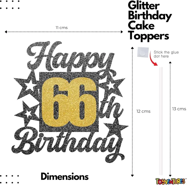 Black_Happy_66Th_Birthday_Cake_Topper_|_Black_&_Gold_Glitter_Cake_Decoration_For_Boys,_Girls,_Men_&_Women_|_Reusable_Party_Supplies_For_All_Age_Birthday_Celebration