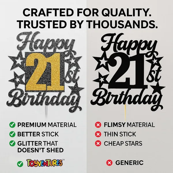 Black_Happy_6Th_Birthday_Cake_Topper_|_Black_&_Gold_Glitter_Cake_Decoration_For_Boys,_Girls,_Men_&_Women_|_Reusable_Party_Supplies_For_All_Age_Birthday_Celebration