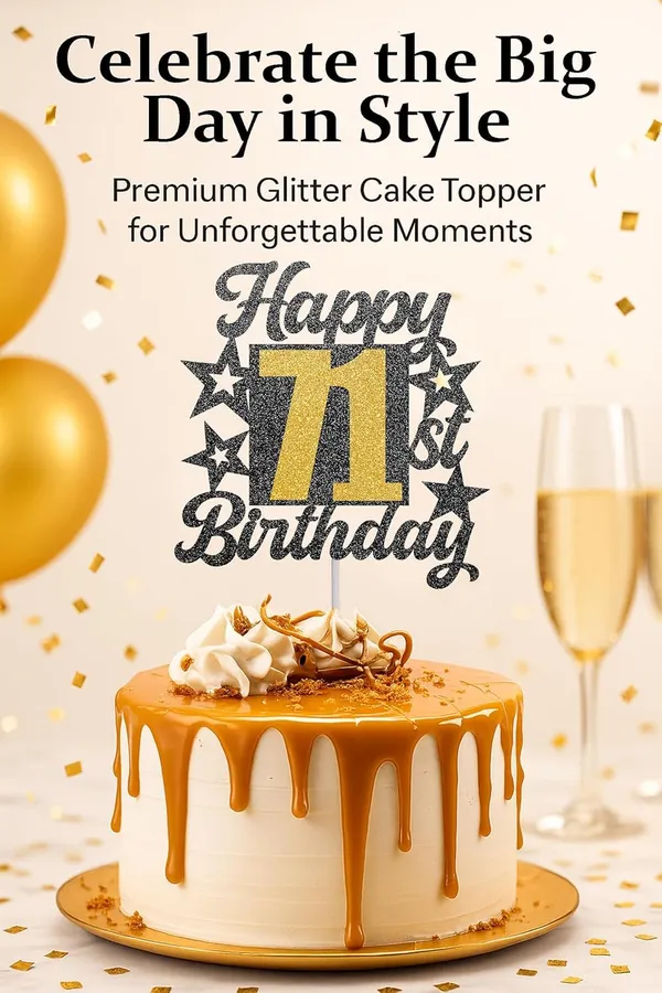 Black_Happy_71St_Birthday_Cake_Topper_|_Black_&_Gold_Glitter_Cake_Decoration_For_Boys,_Girls,_Men_&_Women_|_Reusable_Party_Supplies_For_All_Age_Birthday_Celebration