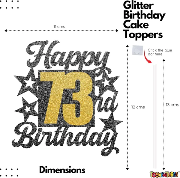 Black_Happy_73Rd_Birthday_Cake_Topper_|_Black_&_Gold_Glitter_Cake_Decoration_For_Boys,_Girls,_Men_&_Women_|_Reusable_Party_Supplies_For_All_Age_Birthday_Celebration
