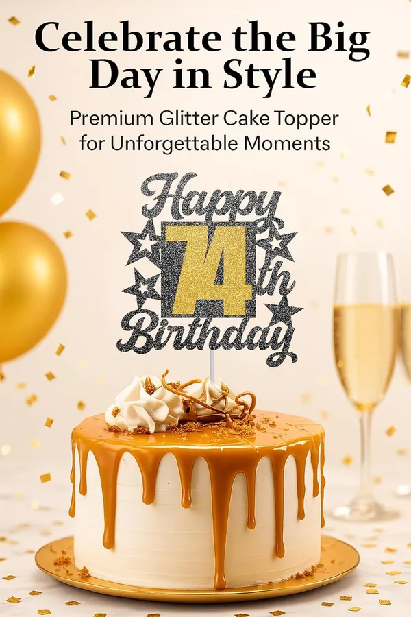 Black_Happy_74Th_Birthday_Cake_Topper_|_Black_&_Gold_Glitter_Cake_Decoration_For_Boys,_Girls,_Men_&_Women_|_Reusable_Party_Supplies_For_All_Age_Birthday_Celebration